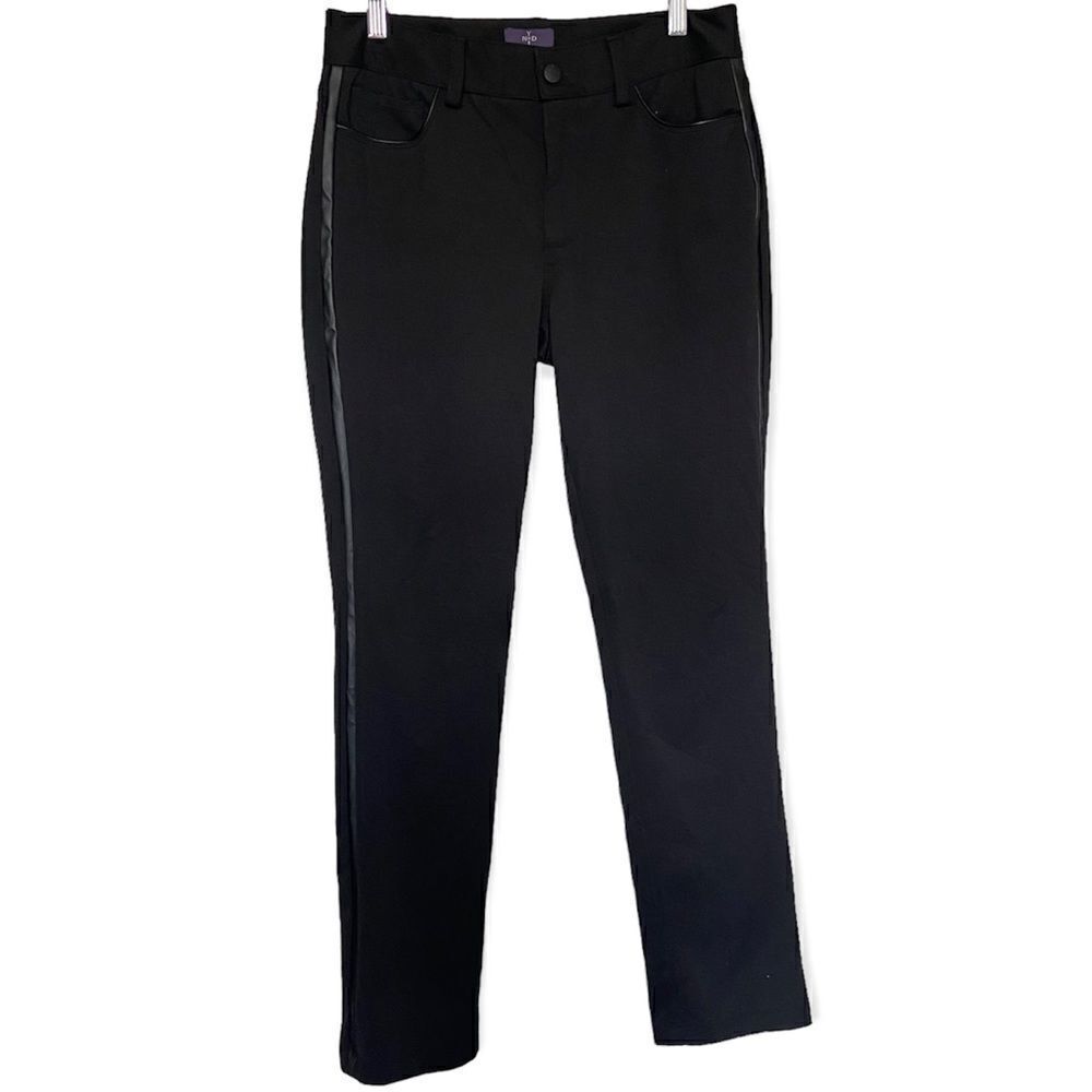 NYDJ Black Faux Leather Stripe Skinny Pants Size 6